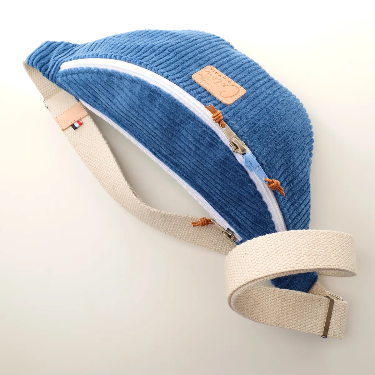 Sac banane Coton d'Avril Melisse Velours bleu