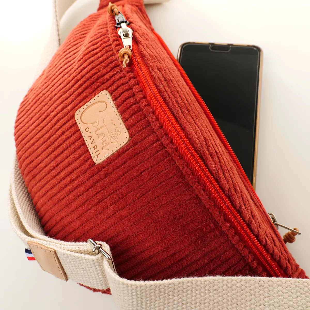 Sac banane Coton d'Avril Melisse velours acajou