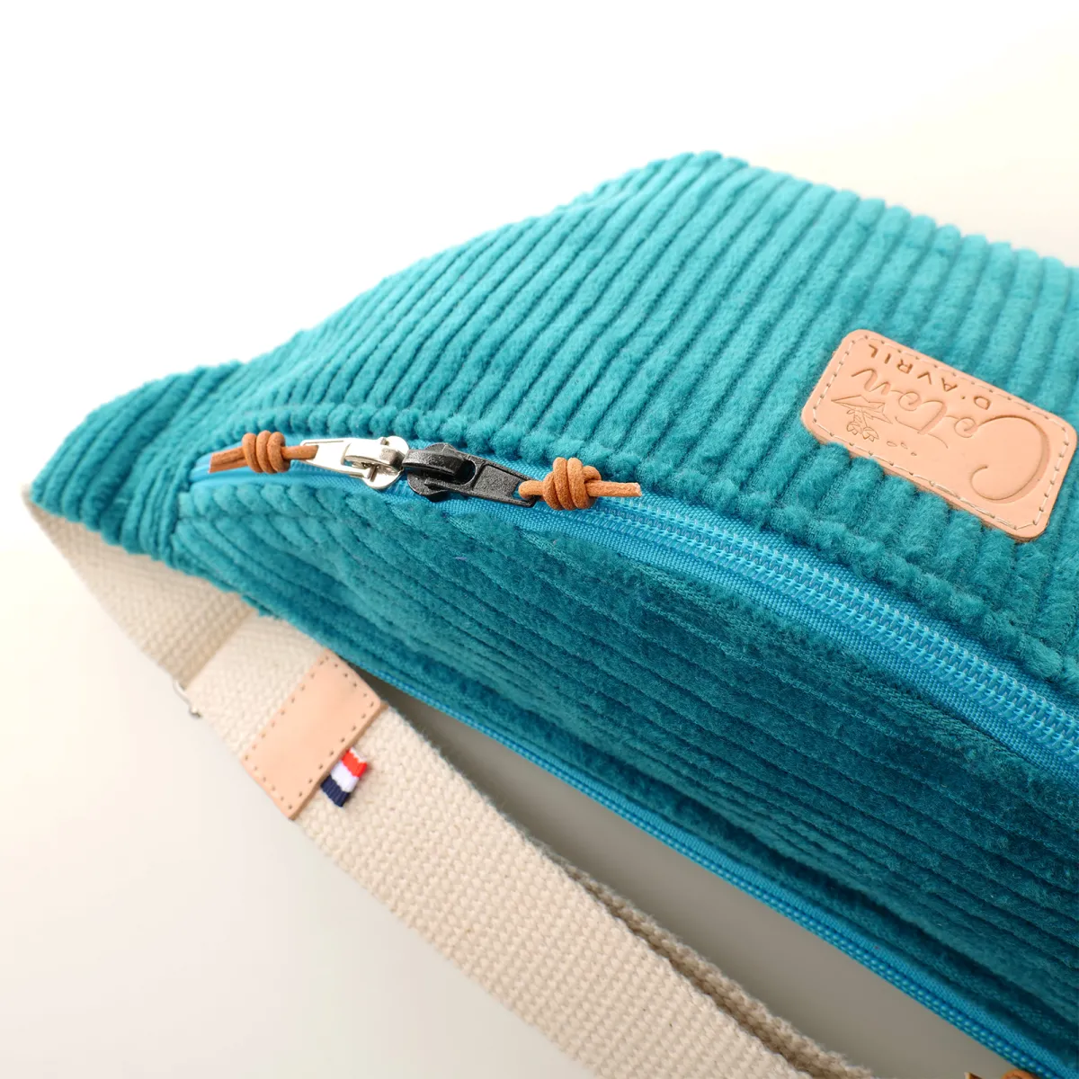 Sac banane Coton d'Avril Melisse Velours bleu canard
