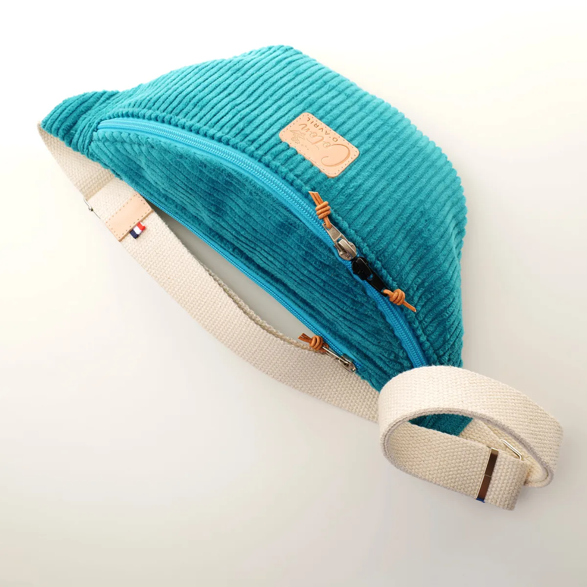 Sac banane Coton d'Avril Melisse Velours bleu canard