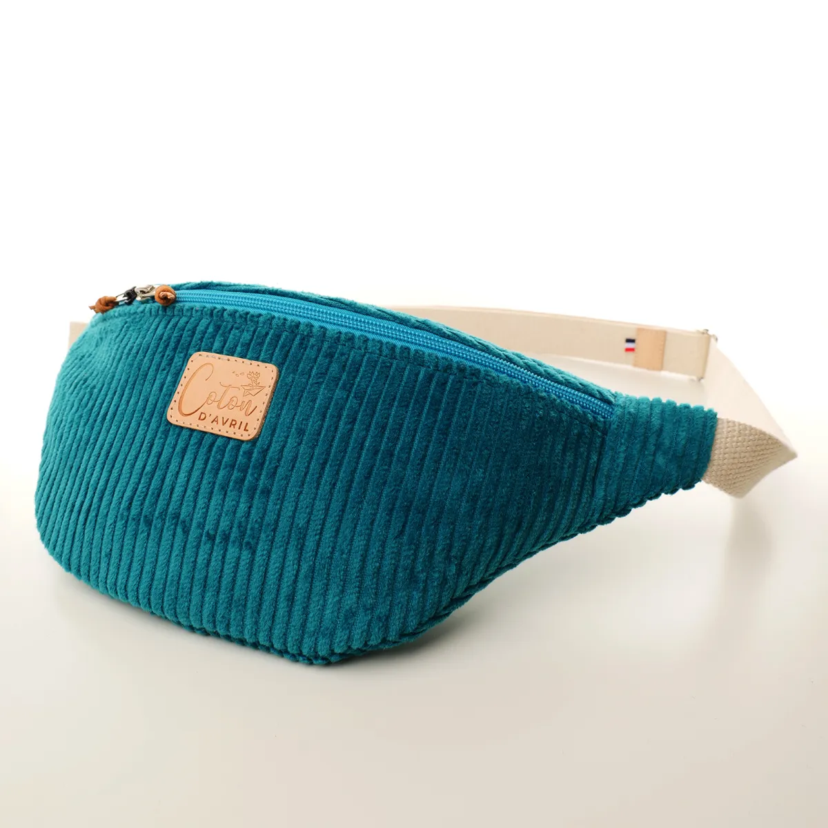 Sac banane Coton d'Avril Melisse Velours bleu canard