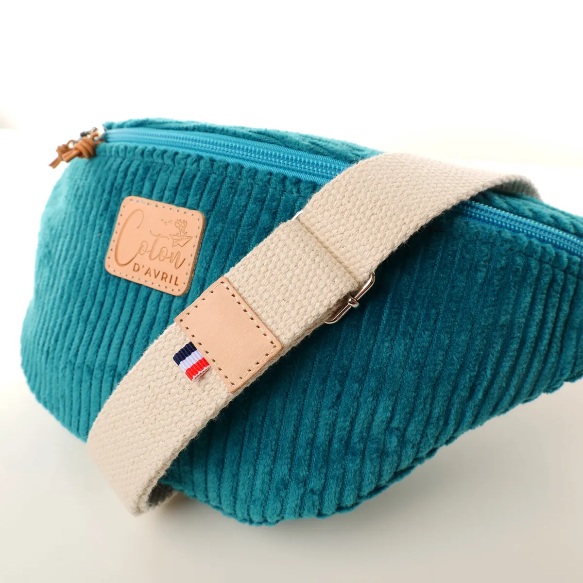 Sac banane Coton d'Avril Melisse Velours bleu canard