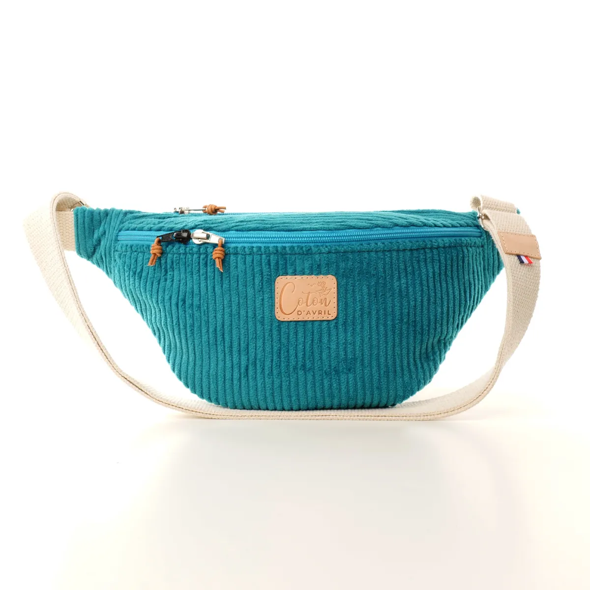 Sac banane Coton d'Avril Melisse Velours bleu canard