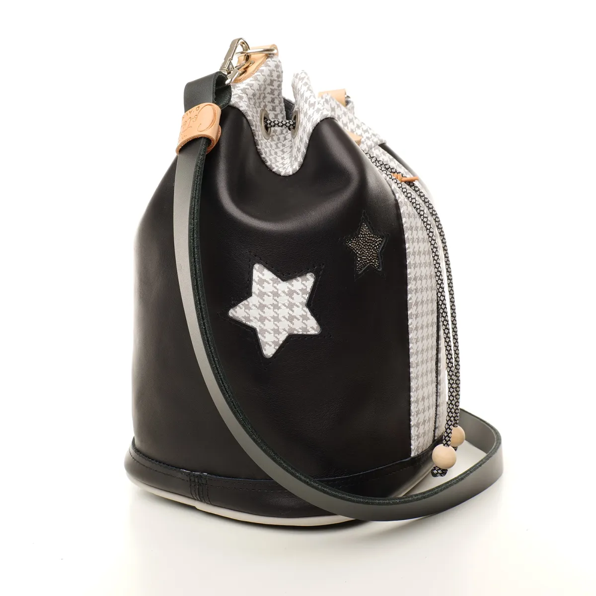 Sac seau Coton d'Avril Angèle Cuir noir