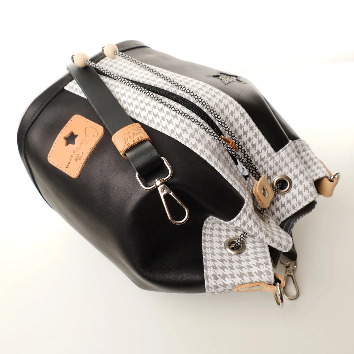 Sac seau Coton d'Avril Angèle Cuir noir