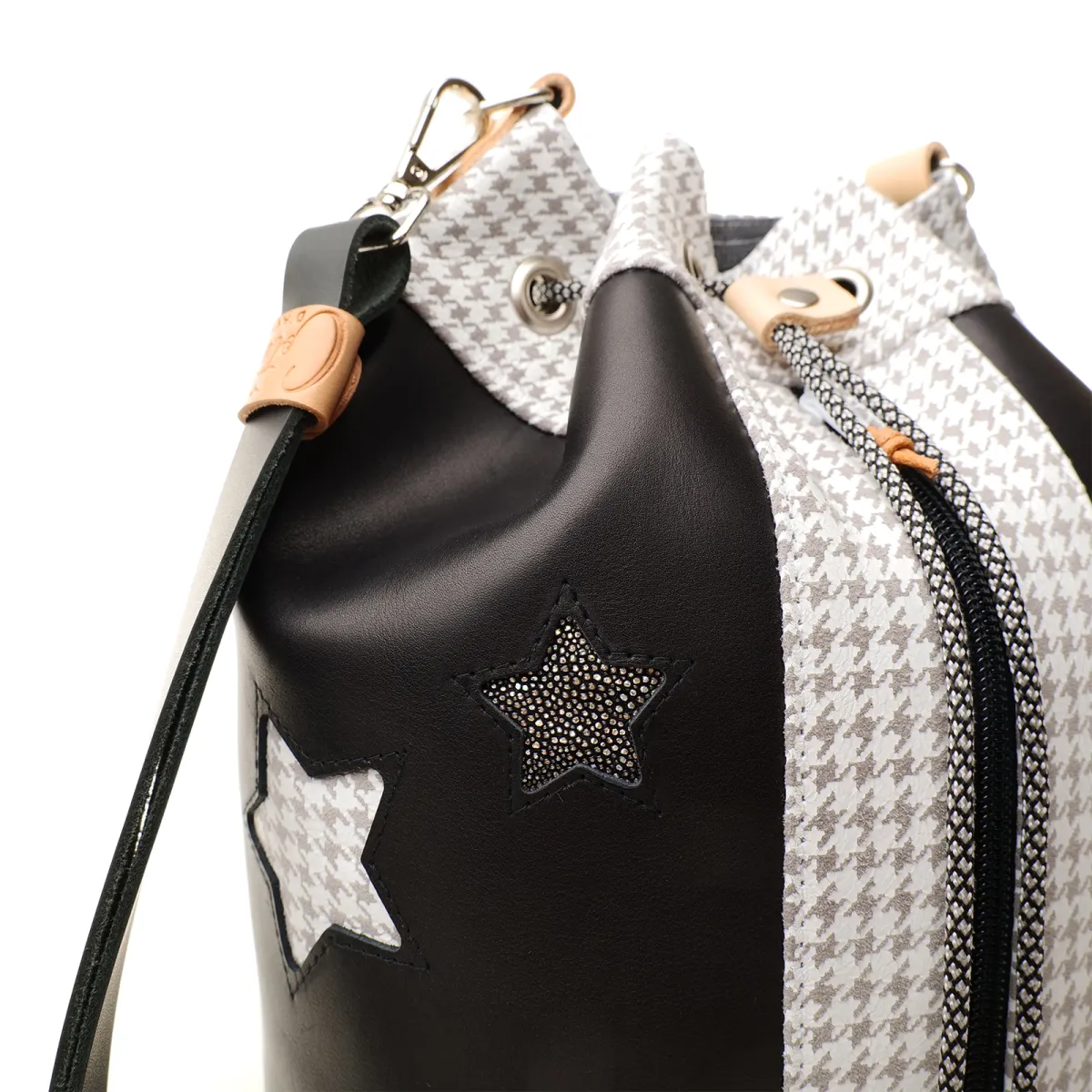 Sac seau Coton d'Avril Angèle Cuir noir