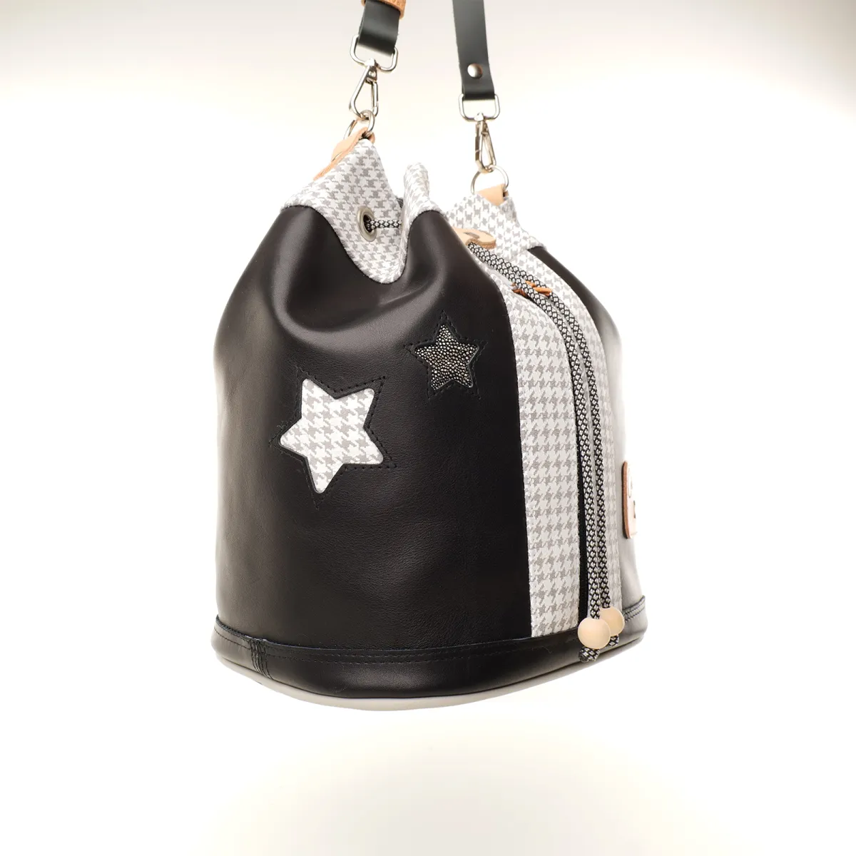 Sac seau Coton d'Avril Angèle Cuir noir