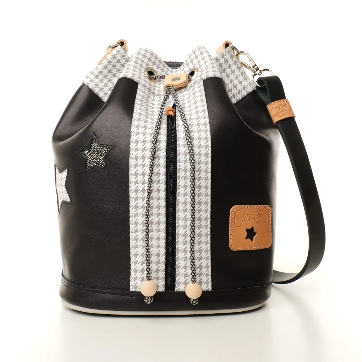 Sac seau Coton d'Avril Angèle Cuir noir