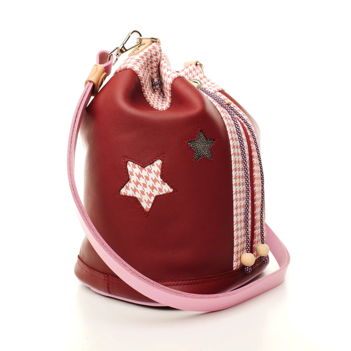 Sac seau Coton d'Avril Angèle Cuir prunelle