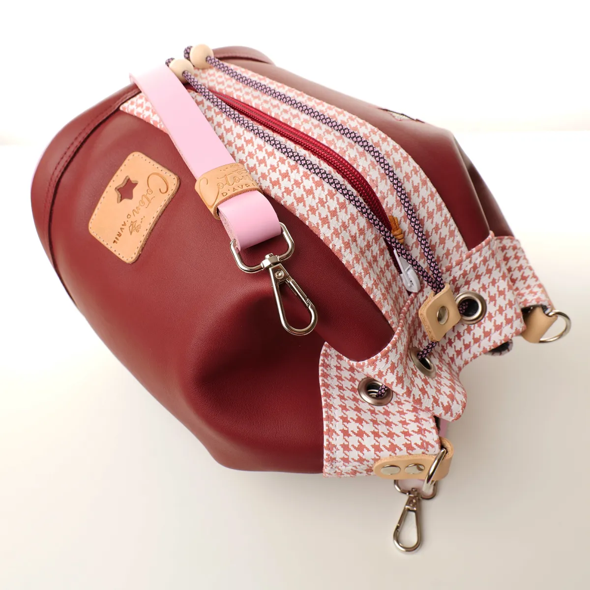 Sac seau Coton d'Avril Angèle Cuir prunelle