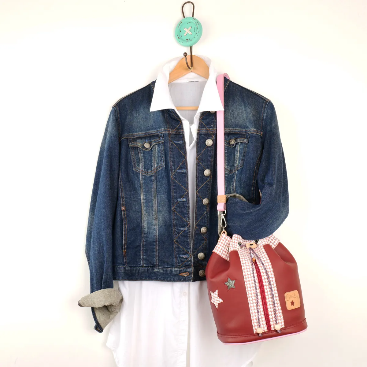 Sac seau Coton d'Avril Angèle Cuir prunelle