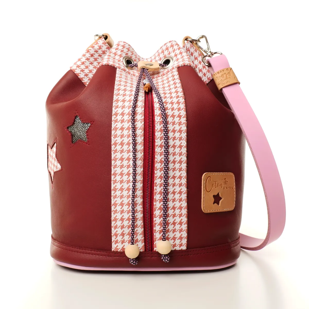 Sac seau Coton d'Avril Angèle Cuir prunelle