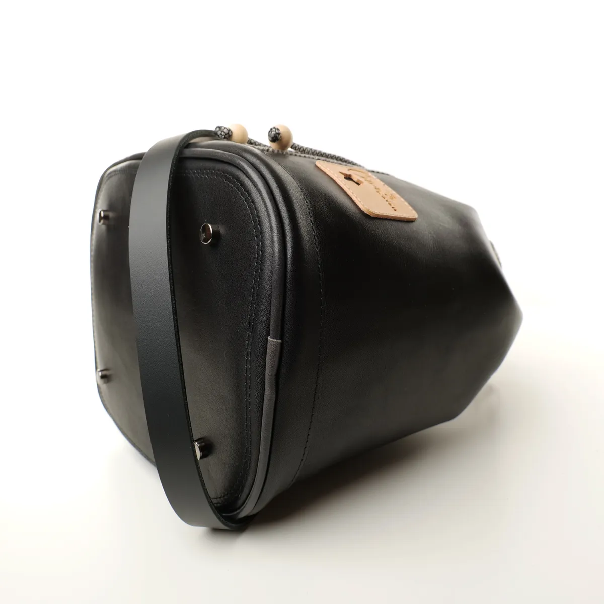 Sac seau Coton d'Avril Angèle CUIR Ebène