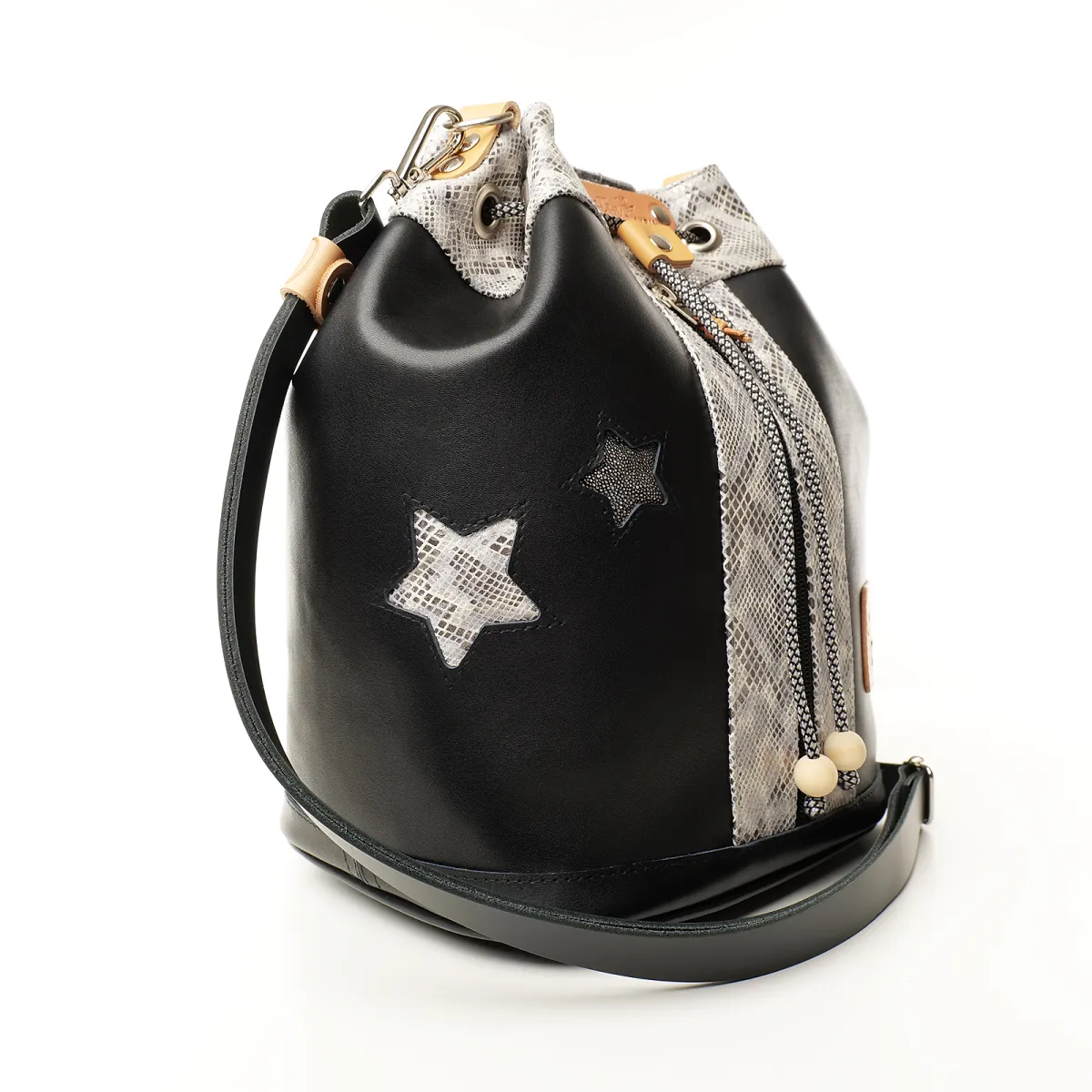 Sac seau Coton d'Avril Angèle CUIR Ebène