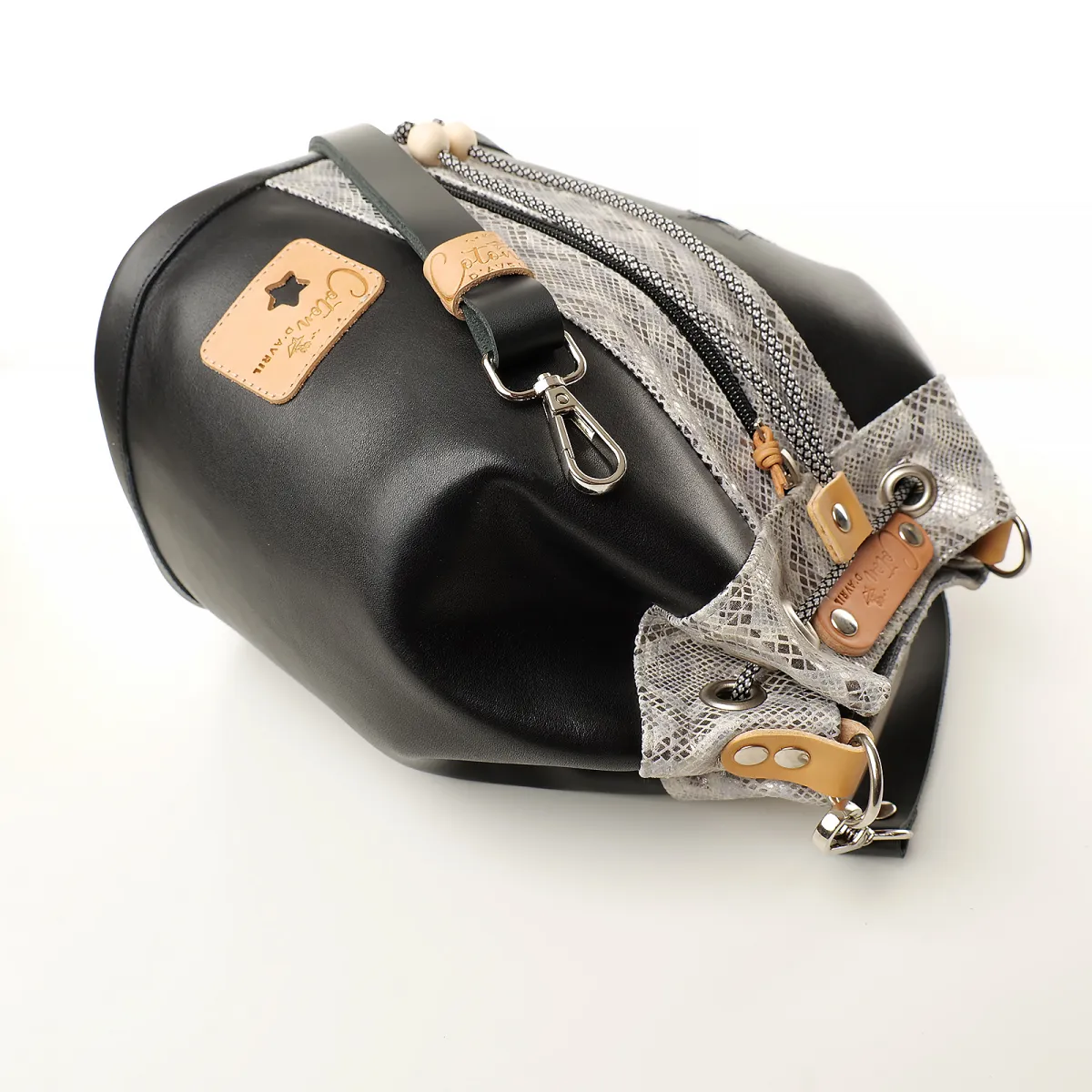 Sac seau Coton d'Avril Angèle CUIR Ebène