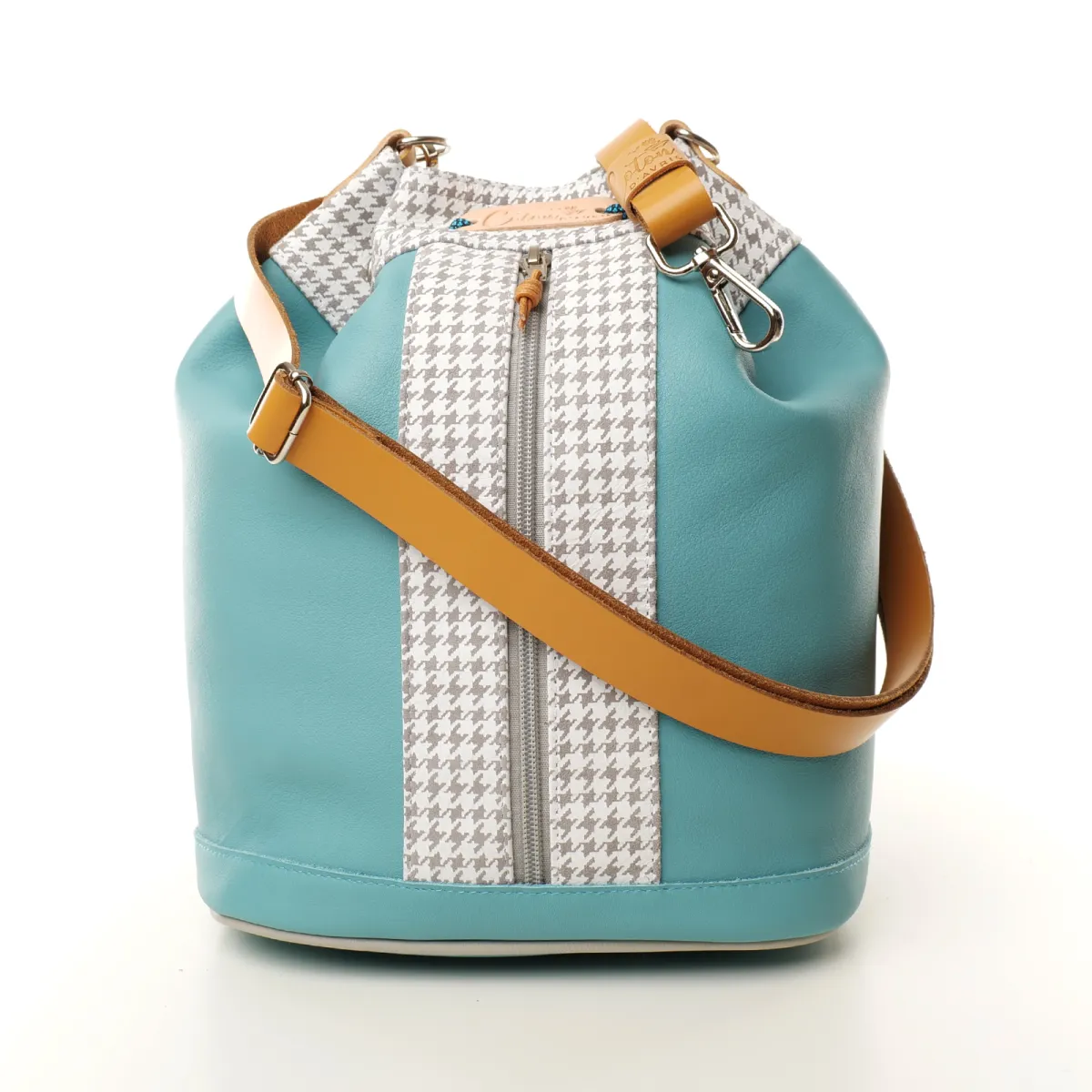 Sac seau Coton d'Avril ANGELE CUIR Ciel