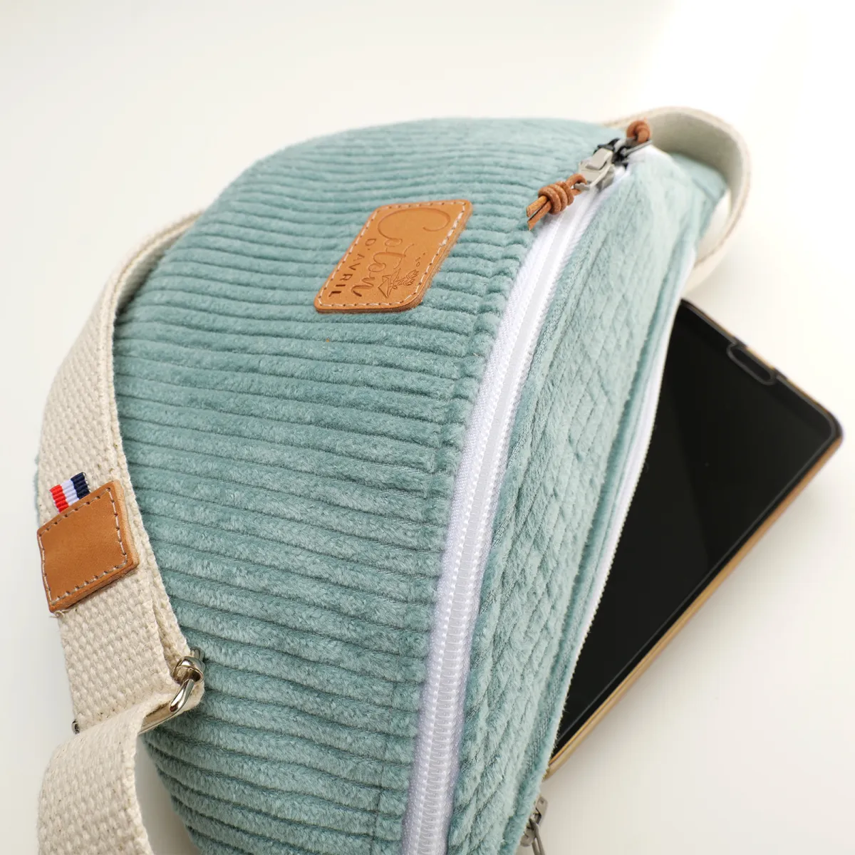 Sac Banane Coton d'Avril Melisse velours menthe