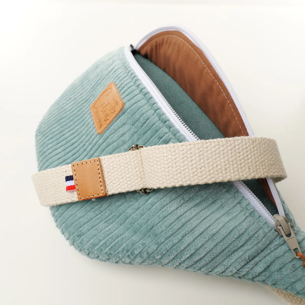 Sac Banane Coton d'Avril Melisse velours menthe