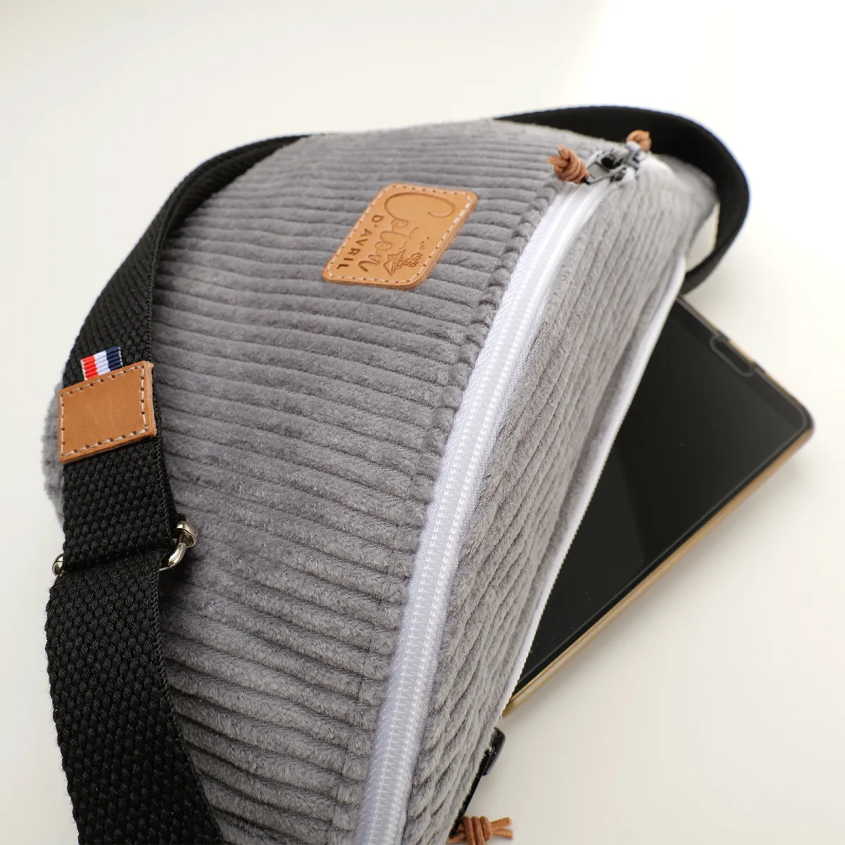 Sac Banane Coton d'Avril Melisse velours perlino
