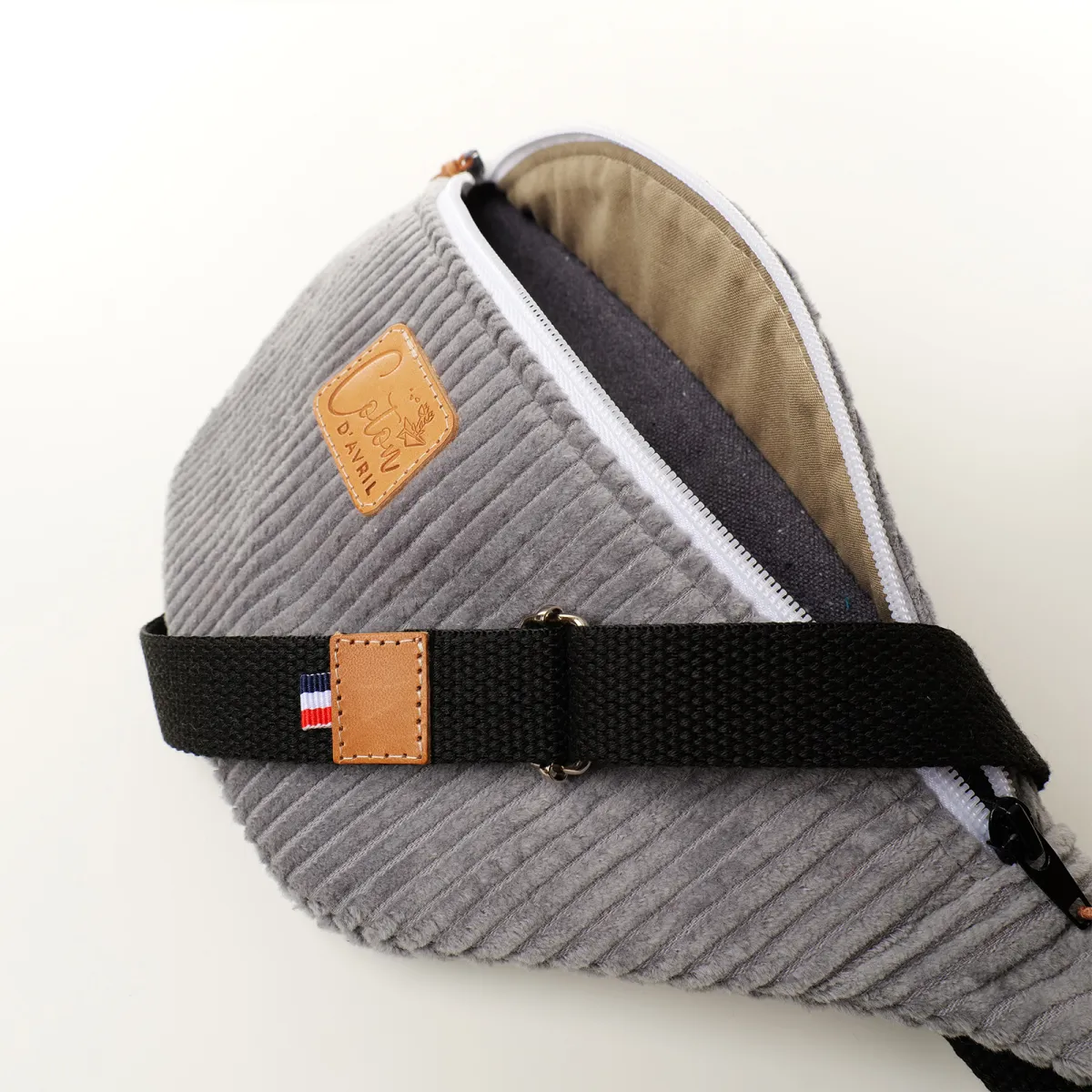 Sac Banane Coton d'Avril Melisse velours perlino