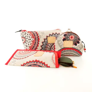 Pochette trousse étui à lunettes Coton d'Avril Mandala rouge