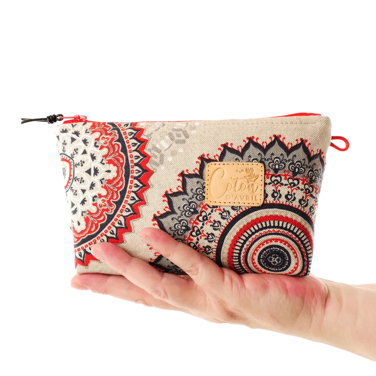Trousse maquillage Coton d'Avril Mandala rouge