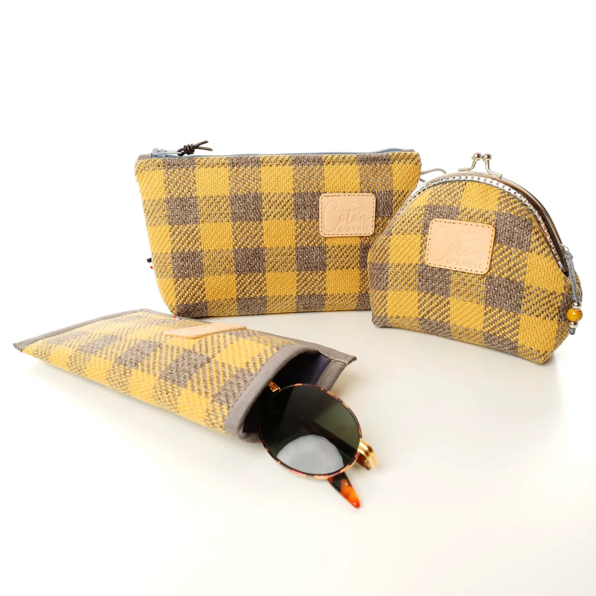 Ensemble pochette trousse étui à lunettes Coton d'Avril Ambre