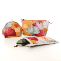 Ensemble pochette trousse étui à lunettes Coton d'Avril Ginkgo