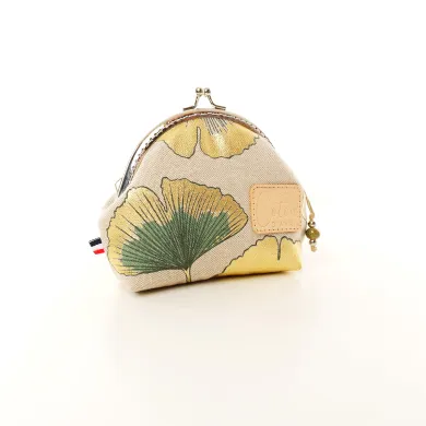Ensemble pochette trousse étui à lunettes Coton d'Avril Ginkgo or