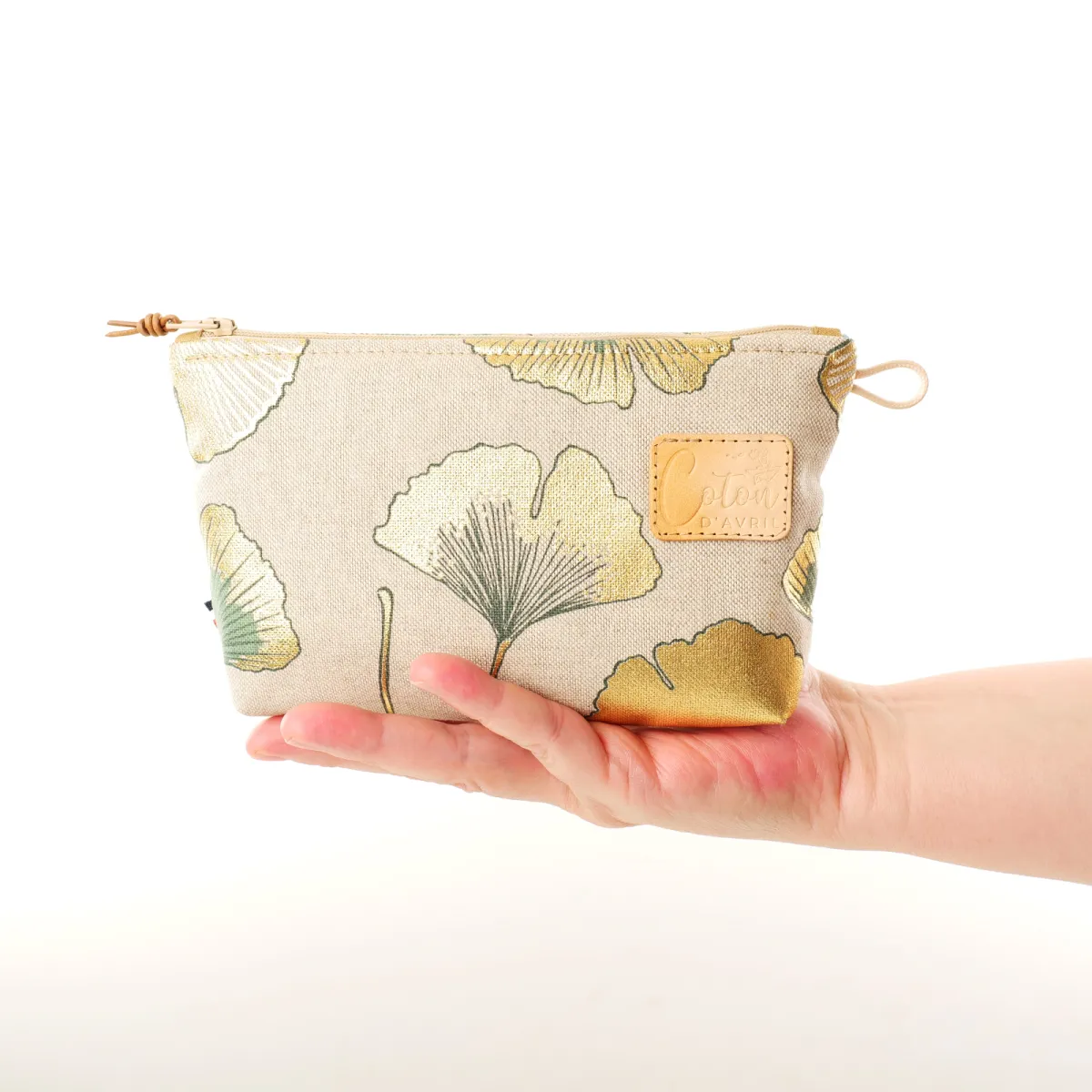 Trousse maquillage Coton d'Avril Ginkgo or