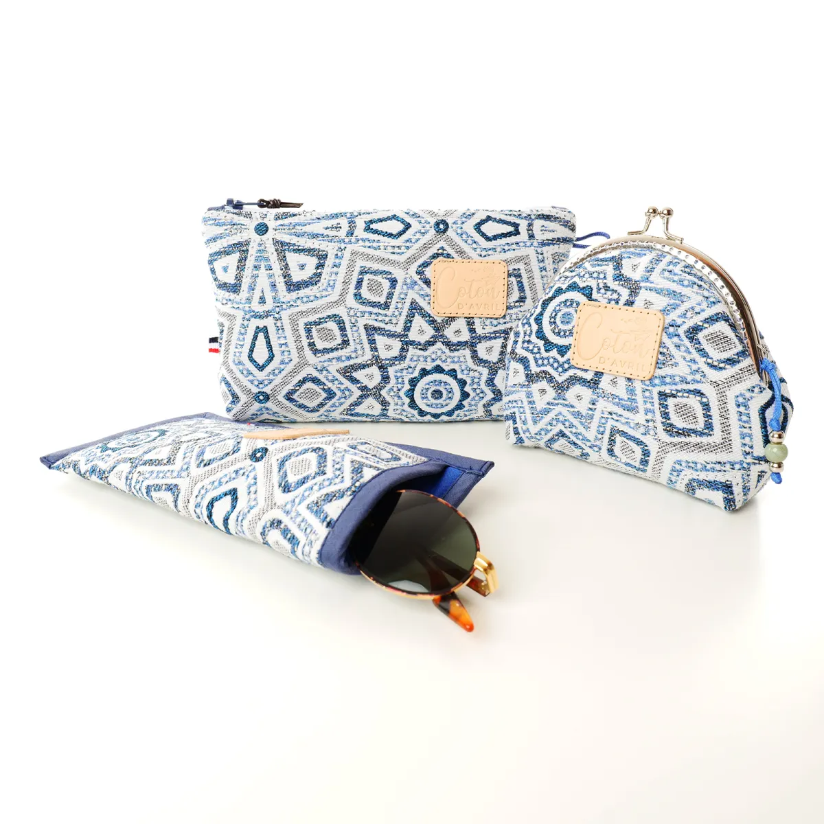 Ensemble pochette trousse étui à lunettes Coton d'Avril Incas