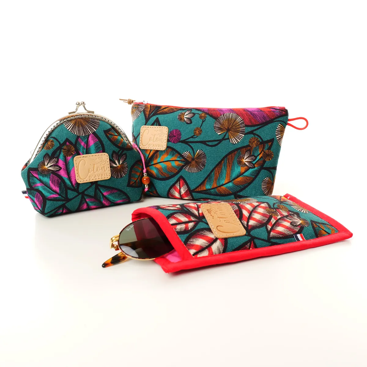 Ensemble pochette trousse étui à lunettes Coton d'Avril Petal