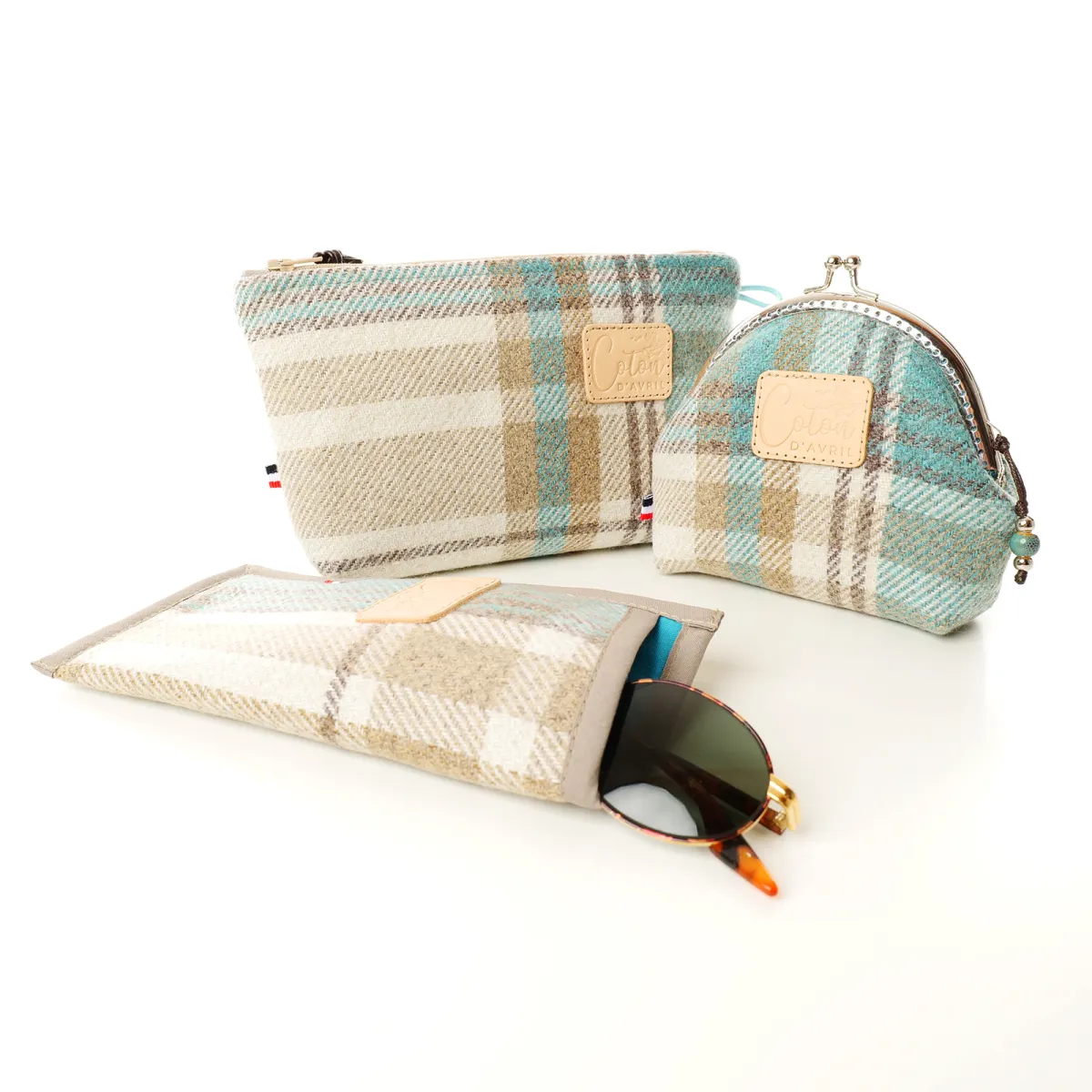 Ensemble pochette trousse étui à lunettes Coton d'Avril Verdeau