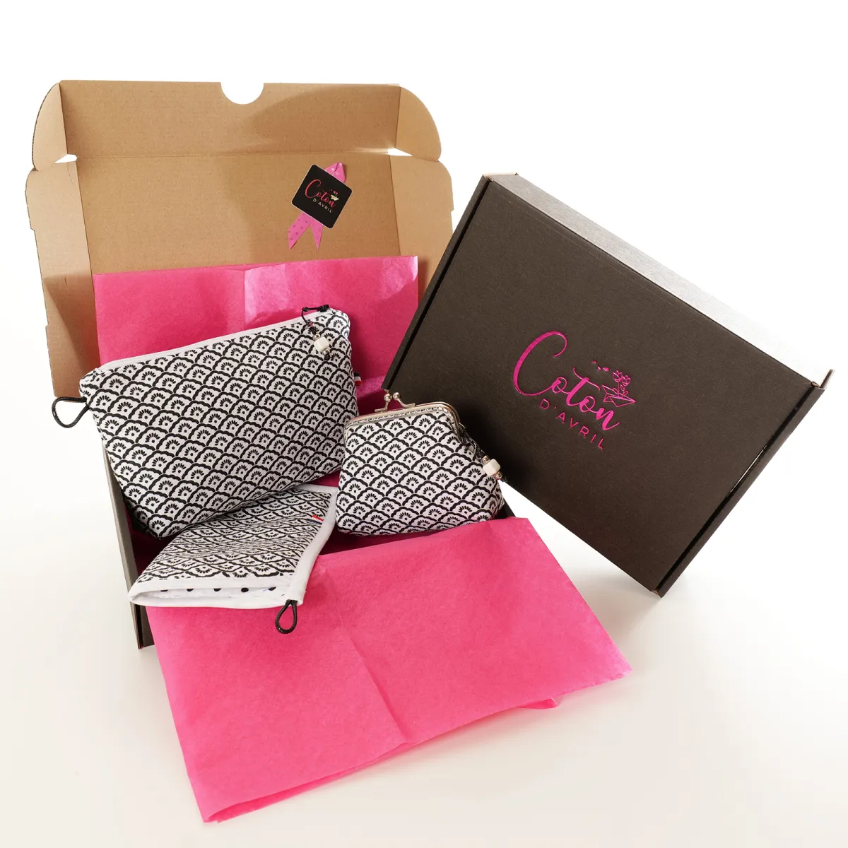 Ensemble 3 Pochettes Coton d'Avril Eventails