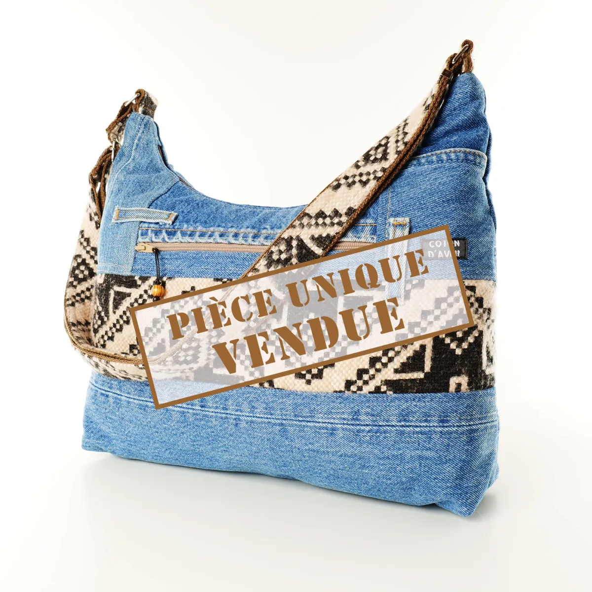 Sac à main Coton d'Avril ALPILLES Jeans Bleu Ethnique