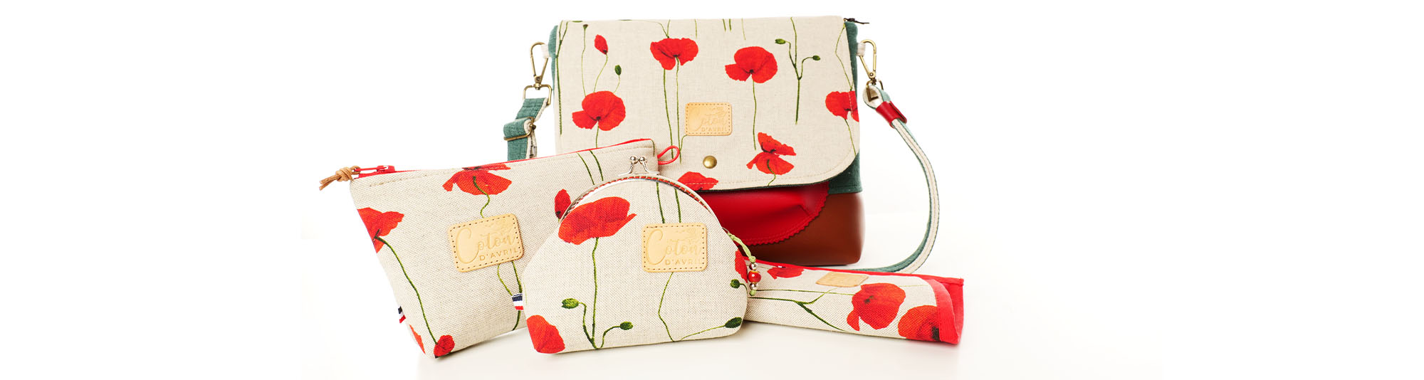 Sac besace Coton d'Avril coquelicot